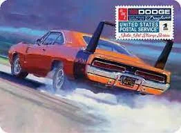 '69 Dodge Charger Daytona-USPS Stamp Collector Tin (1/25 Scale) Plastic Vehicle Model Kit