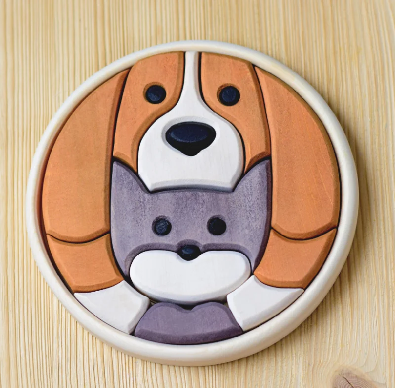 Bumbu Cat and Dog Round Puzzle