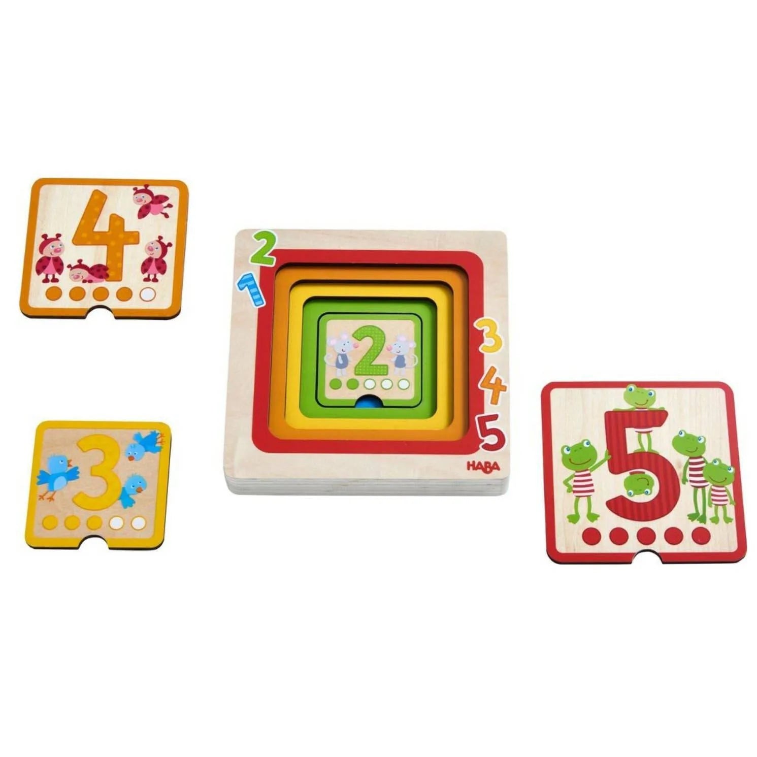 Haba Counting Friends Wood Layering Puzzle 1 to 5