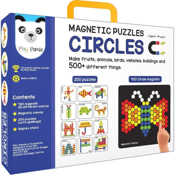 Magnetic Puzzles : Circles with 400 Magnets, 200 Puzzles, Magnetic Board and Display Stand