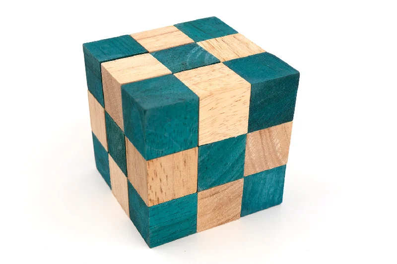 Turquoise Snake Cube Puzzle