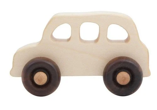 English Taxi Natural Colored Wood Toy Car