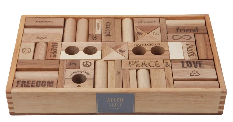 Peace & Love Natural Colored Blocks In Tray – 108  pcs