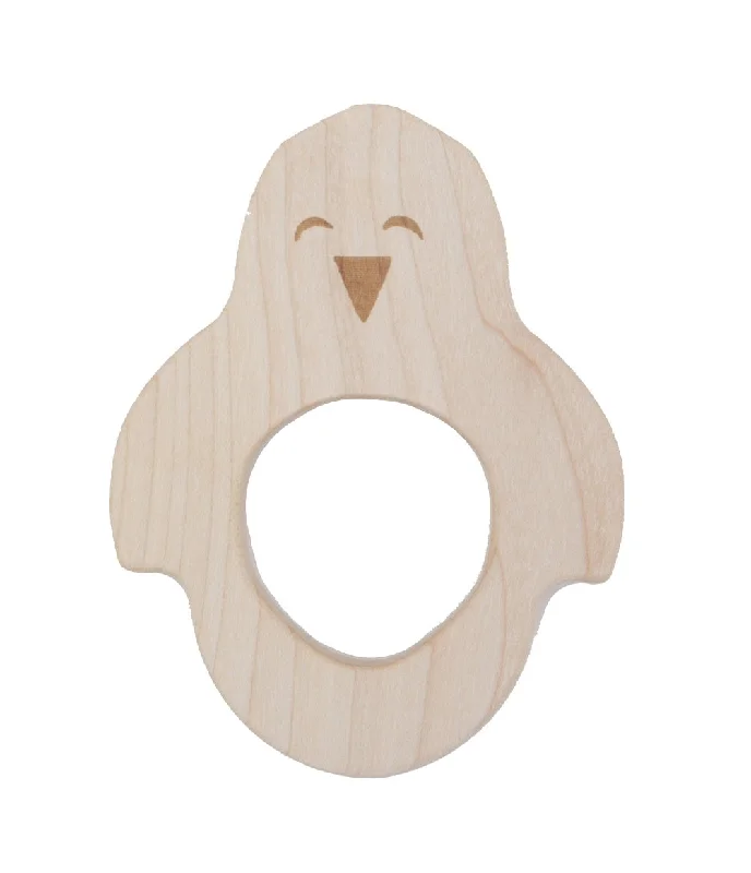 Penguin Shaped Raw Wood Teether