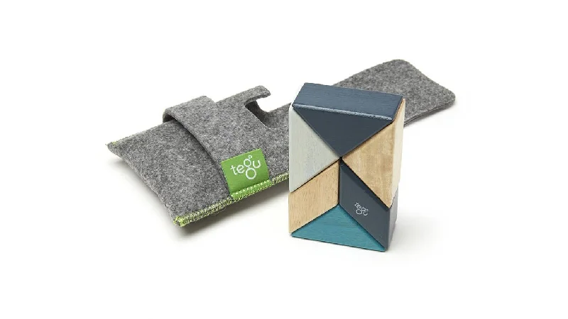 Pocket Pouch Prism 6 Piece Magnetic Wooden Block Set : Blues