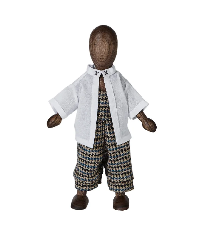 Walnut Wooden Figure La La With Shirt & Trousers