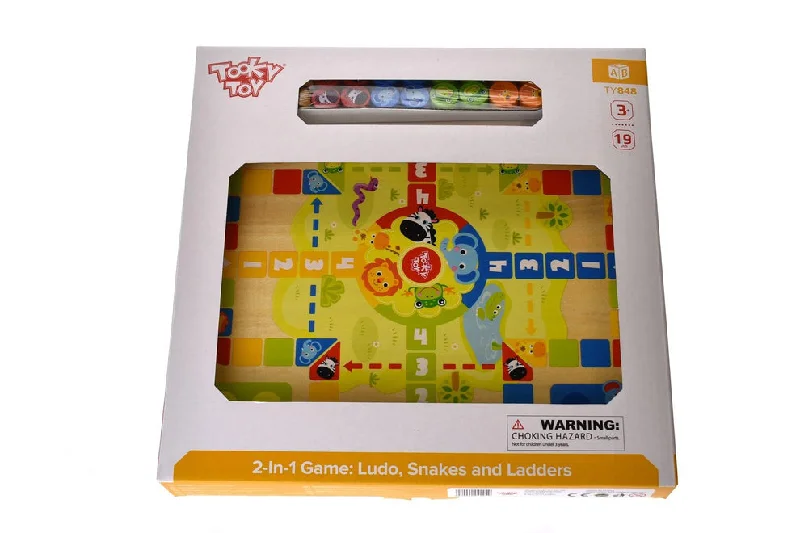 WOODEN 2 IN 1 BOARD GAME SNAKES/LUDO