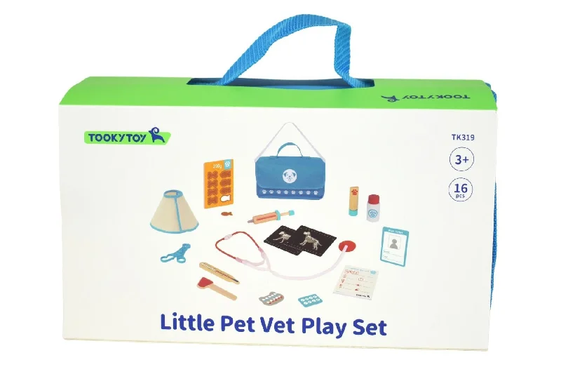 WOODEN LITTLE PET VET SET IN CARRY BAG