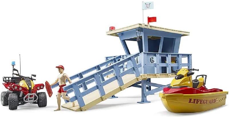 Bruder Life Guard Station with Quad, Personal Water Craft and Lifeguard Action Figure