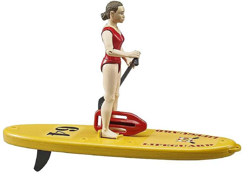 Bruder bworld Life Guard Action Figure with Stand Up Paddle Board, 62785