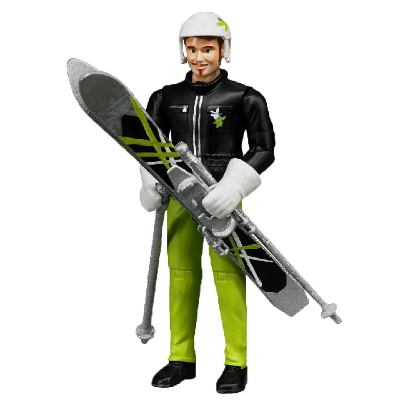 Bruder Skier Action Figure with Skiing Accessories, 60040