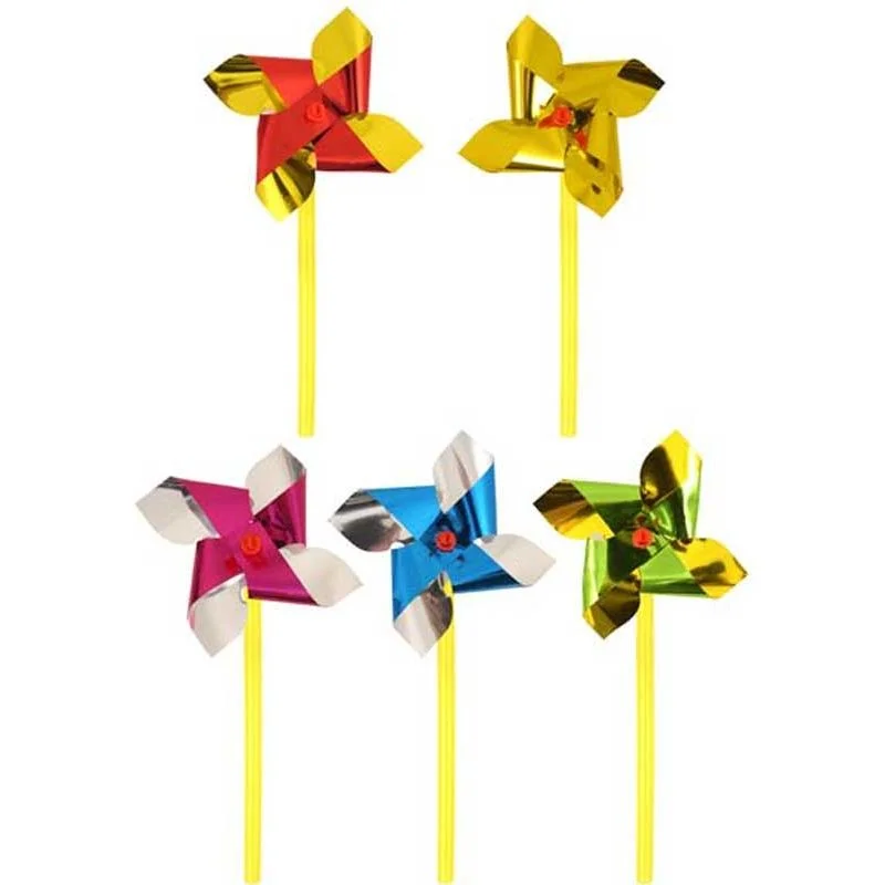 Foil Windmills Head 7cm with Stick 10cm - Pack of 12